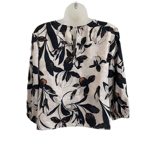 Sam & Lavi Small Blouse Floral Print Tie Up Front 3/4 Sleeve Top Leaf - Picture 9 of 10
